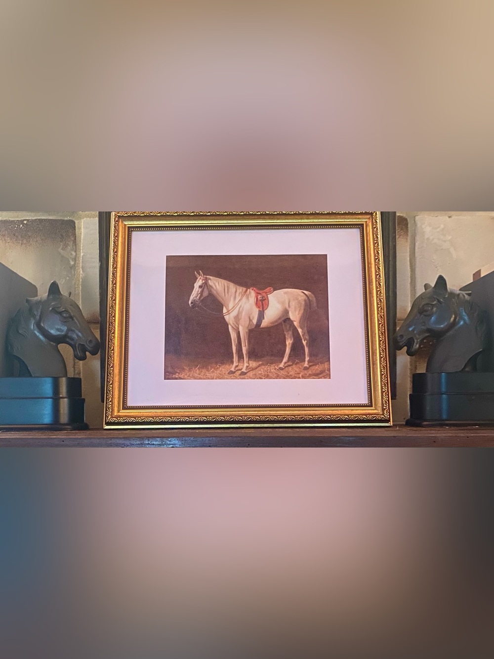 Framed Equestrian Reproduction Art 13x16 Frame